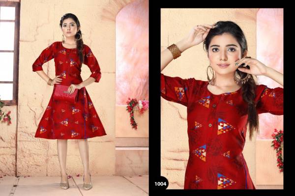 Archer Two Tone Regular Wear Cotton Printed Designer Kurtis Collection